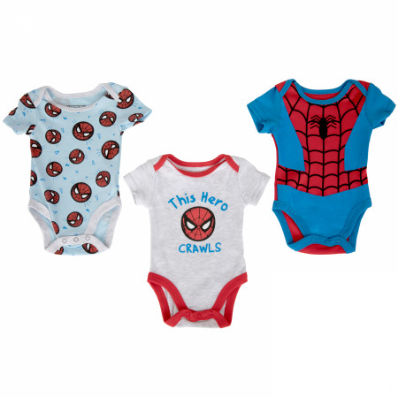 Spider-Man's Suit and Icons 3-Pack Infant Bodysuit Set